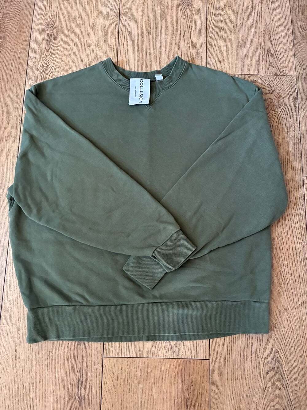 Collusion Crew Neck Sweatshirt iOlive Green, Size L-preloved-Size L-100% Cotton